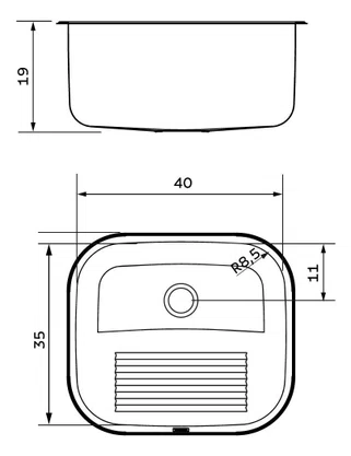 Tanque De Encaixe 40x35cm 19l Tramontina Hera Compact Inox
