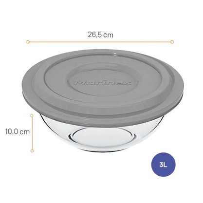 Tigela com Tampa Plus Marinex 3l 0308-33