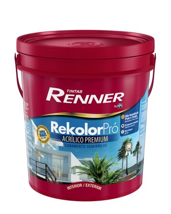 Tinta Acrílico Premium Rekolor Pró Branco Semibrilho Renner 18 litros 900