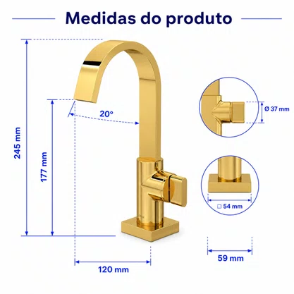 Torneira de Mesa Bica Alta Polo Gold Deca 1198.GL33
