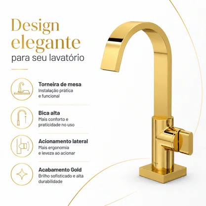 Torneira de Mesa Bica Alta Polo Gold Deca 1198.GL33