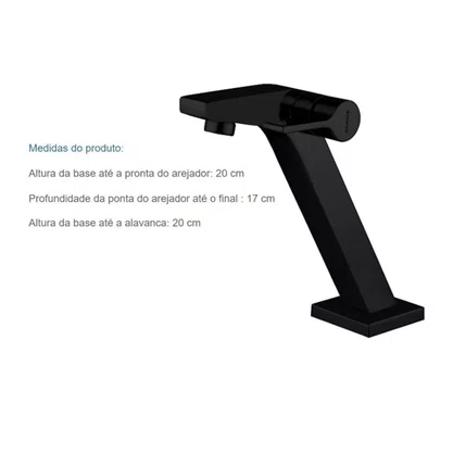 Torneira de Mesa para Banheiro 91017 C71 Requinte Preto Fosco Rainha