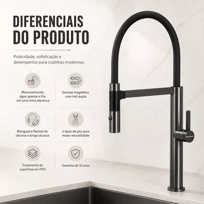 Torneira Misturador Imã Monocomando Debacco Grey 20.04.00175