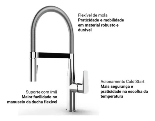 Torneira Misturador Monocomando Cozinha 2275.c Level Gourmet Cromado Deca Prateado Polido