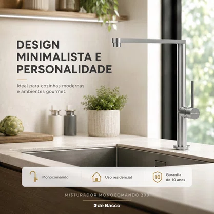 Torneira Misturador Monocomando Debacco Inox Escovado 20.04.20000