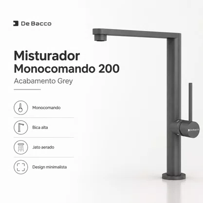 Torneira Misturador Monocomando Debacoo Grey 20.04.20020