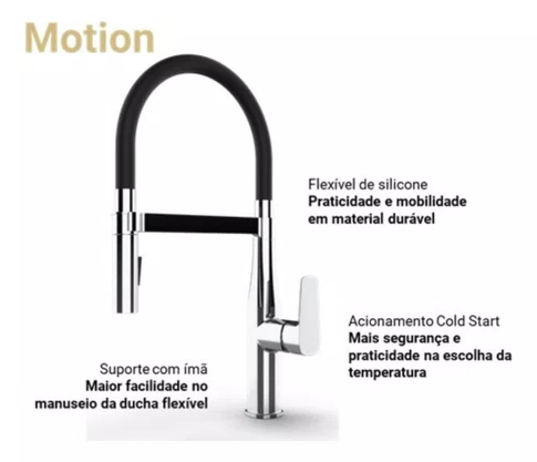 Torneira Misturador Monocomando Deca Level Motion 2274.c.pt Acabamento Brilhante Cor Cromado Com Preto Cromado com Preto Brilhante