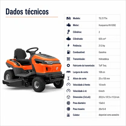 Trator Cortador de Grama Husqvarna TS217TM 19,7hp