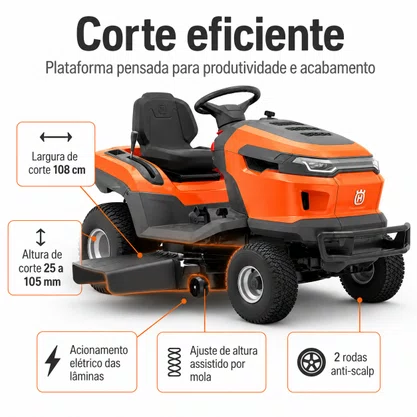 Trator Cortador de Grama Husqvarna TS217TM 19,7hp