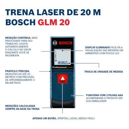 Trena á Laser Bosch GLM 20 0601072EG0