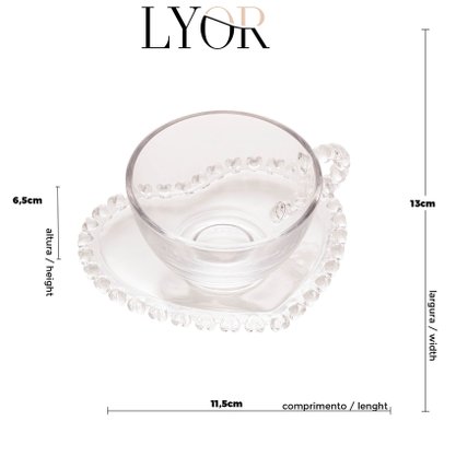 Xícara para Chá com Pires Coração Lyor 170ml