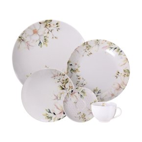 Aparelho de Jantar Tramontina Magnólia em Porcelana Decorada 30 Peças