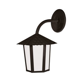 Arandela Colonial Sextavada Preto Vidro Liso Blumenau Iluminação 109400-01