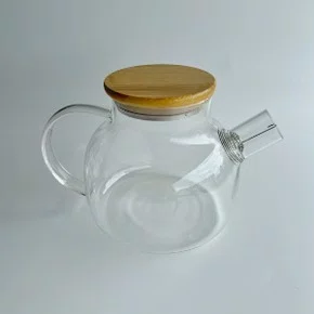 Bule em Vidro Borossilicato e Bambu 800ml Fullfit