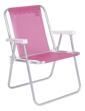 Cadeira De Praia Mor Alumínio Alta Sannet Anis Rosa