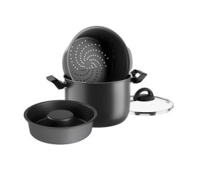 Conjunto Cozi Vapore Ø20 + Forma Pudim Preto Brinox 7103/459