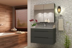 Conjunto de balcão de Banheiro Jazz Grafite Mazzu 80 cm