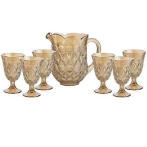Conjunto de Jarra 1,5L com 06 Taças 240ML de Vidro Lile AMBAR LYOR 7741