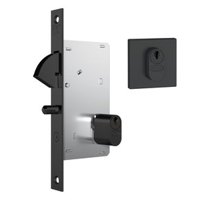 Fechadura para Porta de Correr Roseta Quadrada Preto Fosco Lugano Stam 950