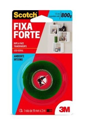 Fita Dupla Face Fixa Forte 3M 19mm x 2m