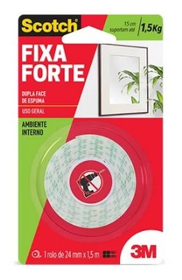 Fita Dupla Face Fixa Forte Espuma 3M 24mm x 1,50m