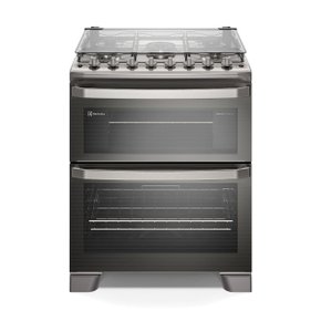 Fogão a Gás 5 Queimadores  Experience Cinza com  Forno Duplo Electrolux FE5DC
