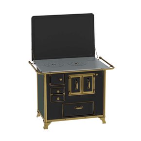Fogão a Lenha Renaissance Com Tampa Preto/Dourado Lado direito Nº2 Venax