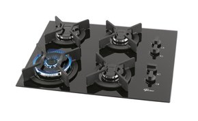 Fogão Cooktop a Gás Infinity 4 queimadores com Mesa de Vidro Preto Tripla Chama Fischer