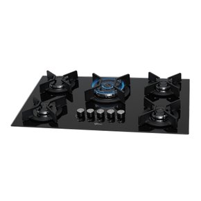 Fogão Cooktop a Gás Infinity 5 queimadores com Mesa de Vidro Preto Tripla Chama Fischer