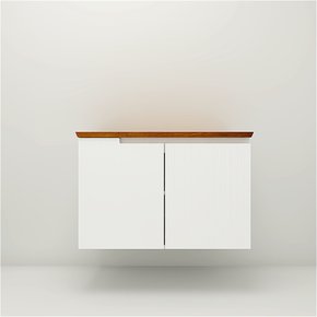 Gabinete para Banheiro Binário Branco  com Tampo Ipê Mazzu 80 cm