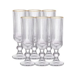 Jogo 6 Taças para Champanhe L¿Hermitage Cameratta 160ml Borda Dourada