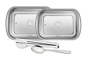 Jogo Assar e Servir Cosmos Aço Inox com Tampa de Vidro 4 peças Tramontina 64310/150