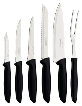 Jogo de Facas Plenus Lâmina Aço Inox e Cabo Preto Tramontina 6 Peças 23498/051