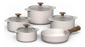 Jogo De Panelas Ceraflame Slim Vanilla 5 Peças Cerâmica