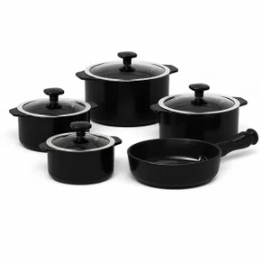 Jogo de Panelas de Cerâmica 5 Peças Slim Preto Ceraflame