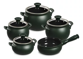 Jogo De Panelas De Cozinha Ceraflame New Premiere Com 5 Peças De Cerâmica Verde-escuro