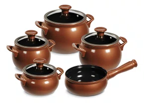 Jogo De Panelas De Cozinha Ceraflame New Premiere New Premiere Joy J644949 Com 5 Peças De Cerâmica Cobre