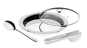Jogo para Servir Ciclo Aço Inox com Tampa de Vidro Tramontina 3 Peças 64510/264