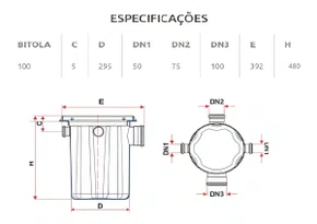 Kit 2 Caixas De Gordura Tigre Dn100 C/ Cesto De Limpeza