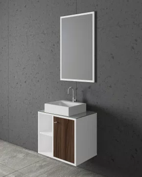 Kit Balcão de Banheiro Forli Nogal Crepaldi