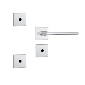 Kit Fechadura e 2 Travas Auxiliares Inox Roseta Quadrada Lucca Stam 800/27