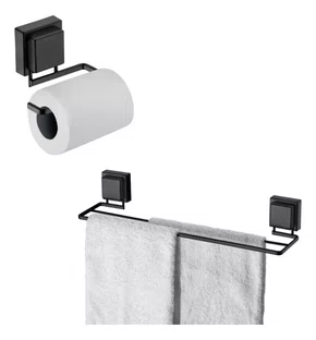 Kit Lavabo Banheiro Preto Fosco Ventosa 02 Peças Future