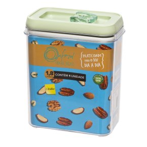 Pote Hermético de Acrílico Retangular Menta Oxford 1,8 Litros