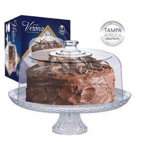 Prato para Bolo com Pé e Tampa Acrílica Ruvolo 459001