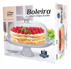 Prato de Bolo Com Pé e Tampa em Vidro 32 cm Ruvolo 8045401