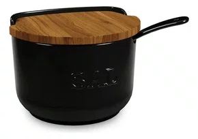 Saleiro De Cerâmica 500gr C/tampa E Colher Preto Ceraflame