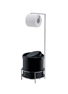 Suporte para Papel Higiênico com Lixeira Preta 5 Litros Future 1106