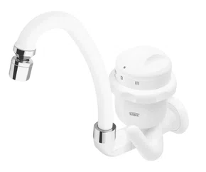 Torneira Elétrica De Cozinha Fame Bica Alta E Movél Acabamento Cromado Cor Branco 5400w 220v