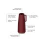 Bule Térmico Exata Polipropileno Vermelho com Ampola de Vidro 1 Litro Tramontina 61636/106