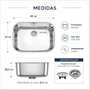 Cuba Inox de Embutir 48x34 Lavinia Com ladrão + Válvula Tramontina